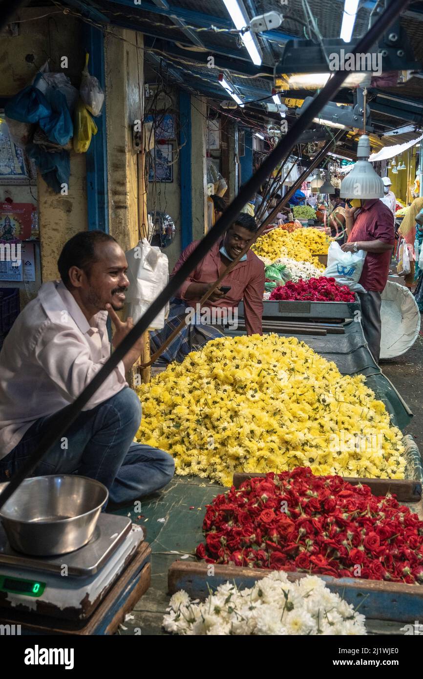 flower petals for sale at the Marketplace at Tiruvannamalai, Tamil Nadu