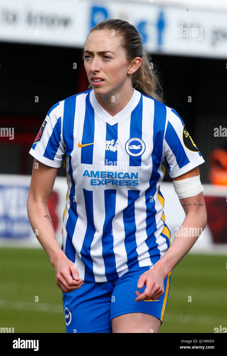 DAGENHAM, ENGLAND - MARCH 27: Megan Connolly of Brighton and Hove Albion WFC  during  Barclays FA Women's Super League  match between West Ham United Stock Photo