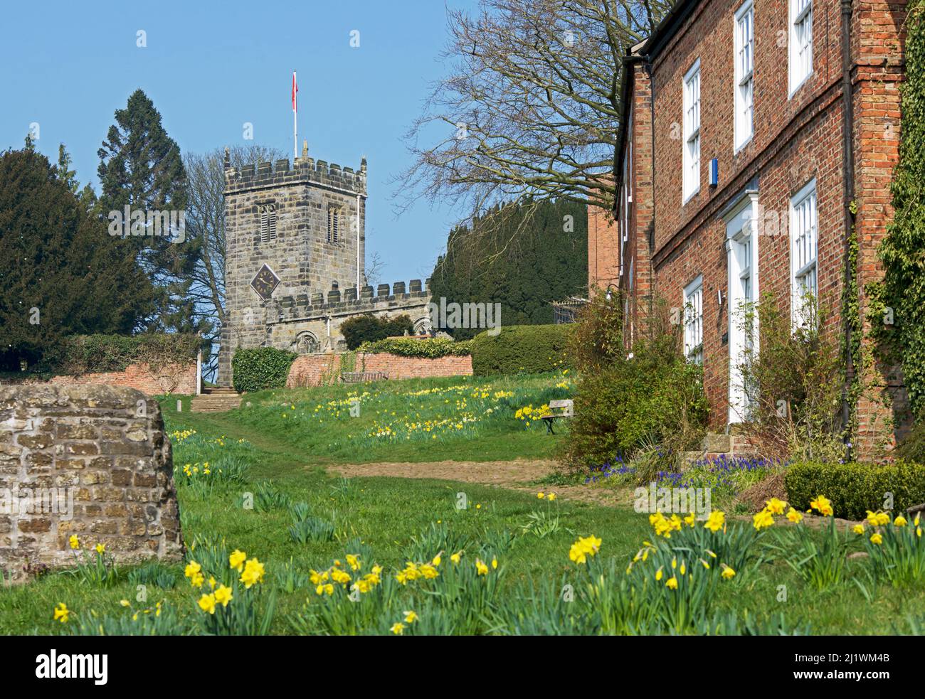 St Cuthbert's church in the village of Crayke, North Yorkshire, England UK Stock Photo