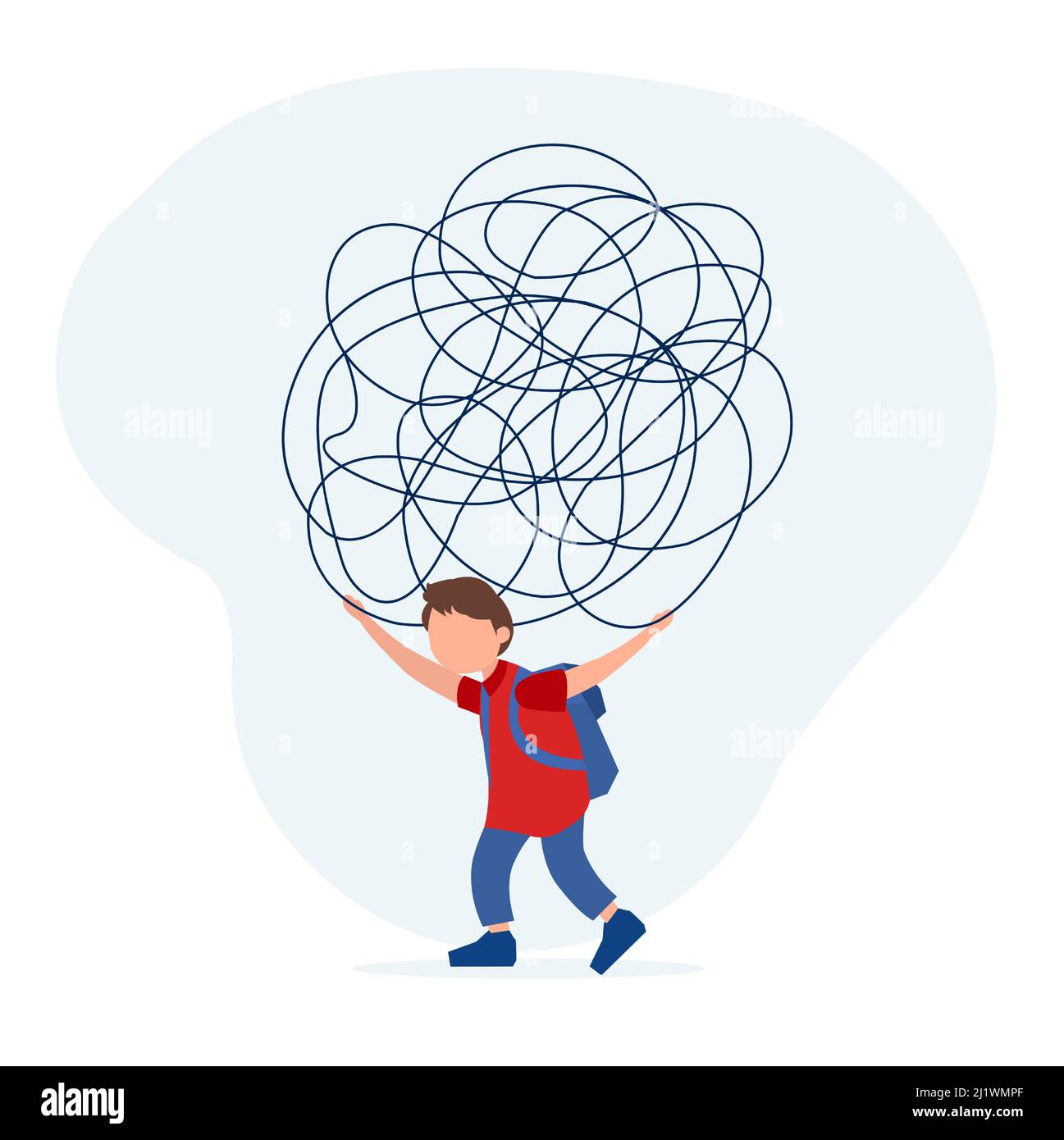 Vector of a stressed confused boy a student Stock Vector