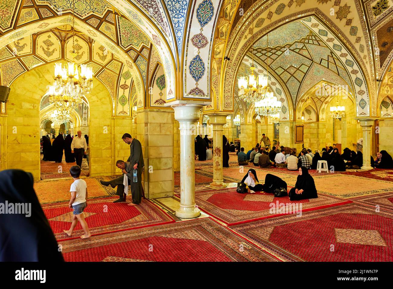 Syria. Damascus. People praying in a mosque Stock Photo