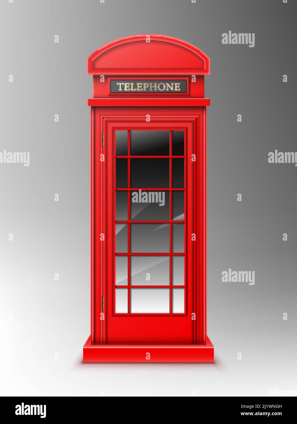 Vintage red telephone booth, classic London retro phone box. Close public English cabin for talks and communication, United Kingdom design isolated on Stock Vector