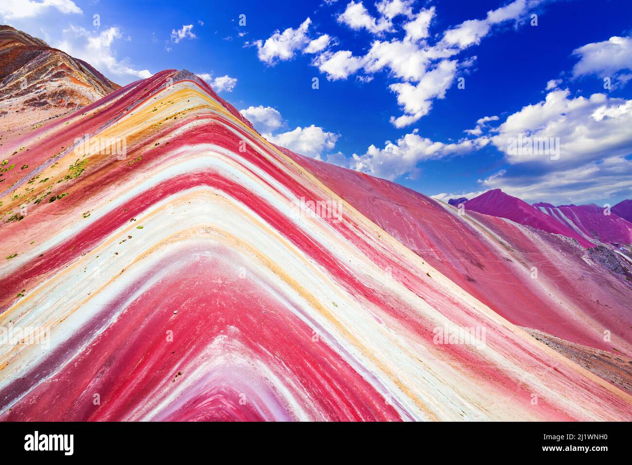 Vinicunca Mt. in Peru - Rainbow Mountain, Cusco region and Cordillera de los Andes in South America. Stock Photo