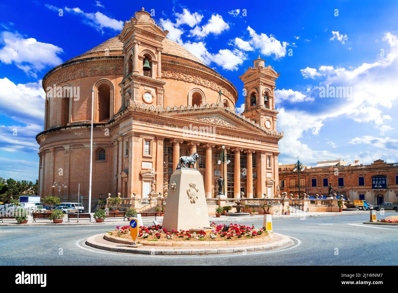 Mosta, Malta. Church Santa Marija Assunta or Rotunda Mosta, neoclassical architecture based on Pantheon of Rome. Stock Photo