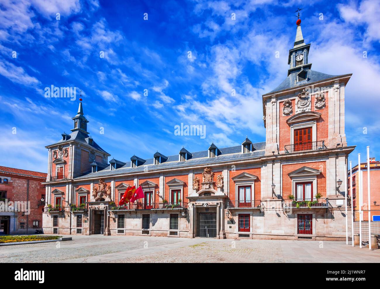 Madrid, Spain. Plaza de La Villa in the old town of Madrid, the oldest civil square dating back to 15th century. Stock Photo