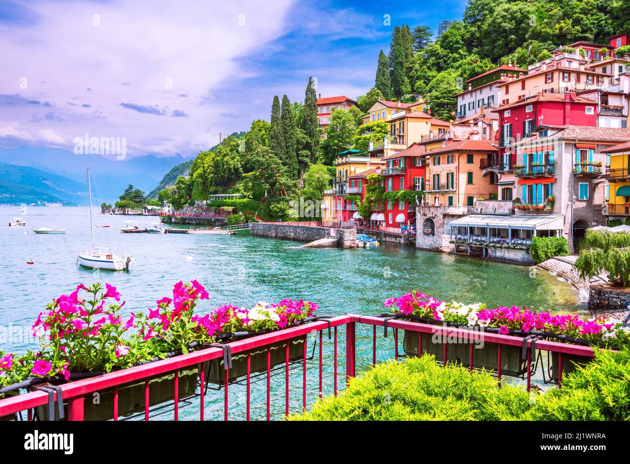 Varenna, Lake Como - Holidays in Italy view of the most beautiful lake in Italy, Lago di Como, Lombardia. Stock Photo