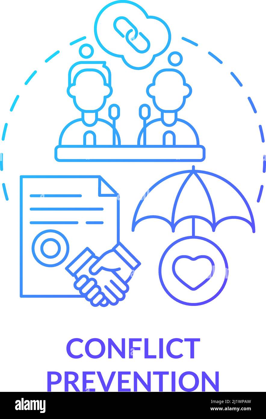 Conflict prevention blue gradient concept icon Stock Vector Image & Art