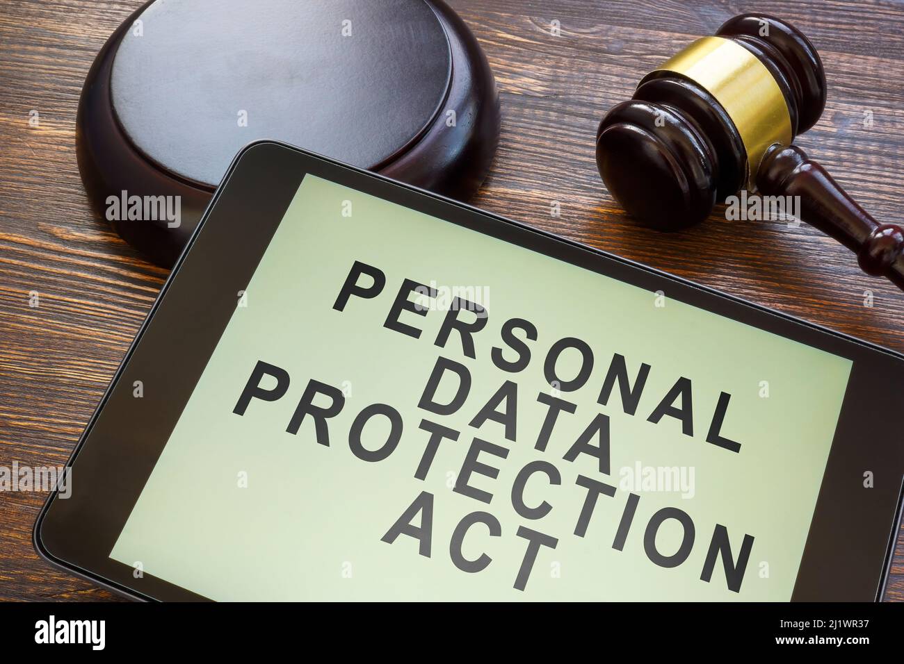 The Personal Data Protection Act PDPA sign on the screen and gavel. Stock Photo