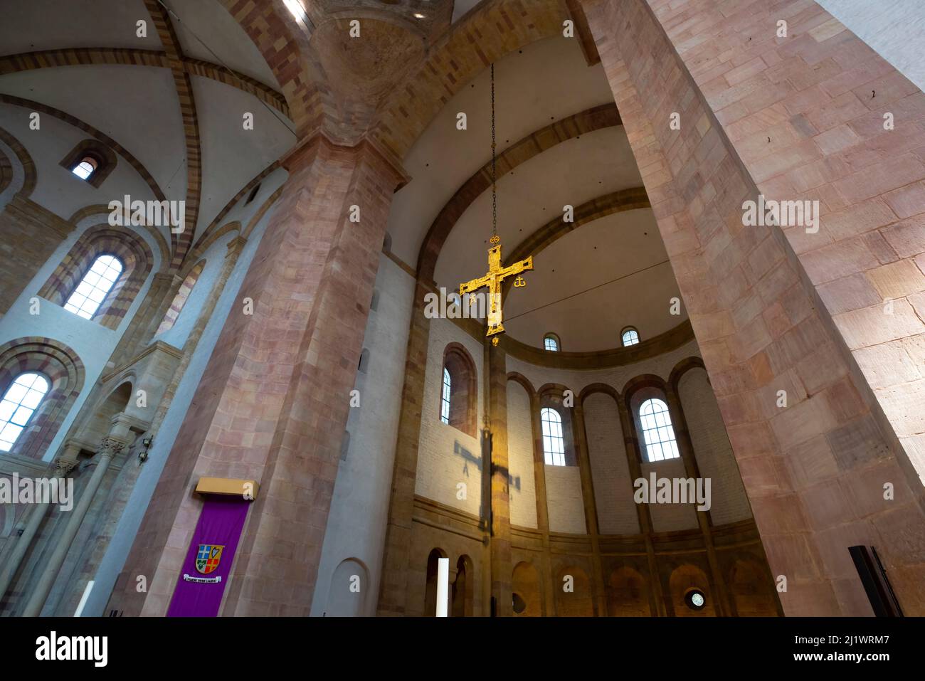 Inside the famous Speyer Cathedral in Rhineland-Palatinate, Germany. Speyer is a city in Rhineland-Palatinate in Germany with approximately 50,000 inh Stock Photo
