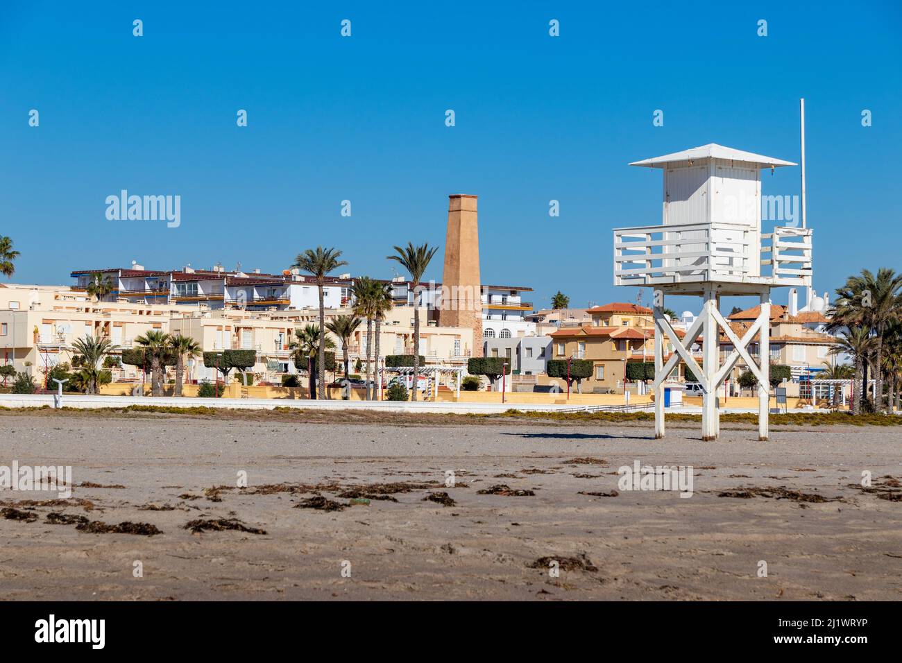 Lifeguards Observation Post on the Beach at Garrucha, Almeria province, Andalucía, Spain Stock Photo