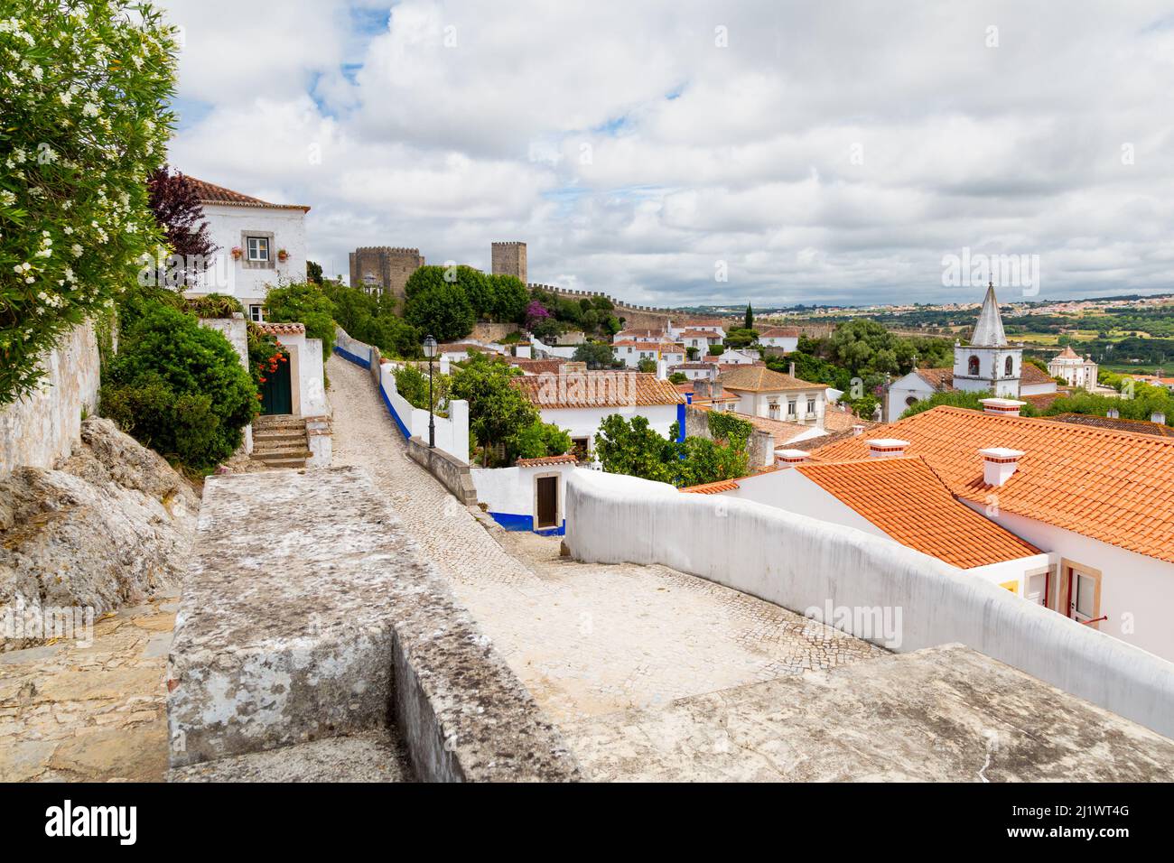 View Of bidos Village In Portugal With The Castle At The Backround View Of bidos Village In Portugal With The Castle At The Backround