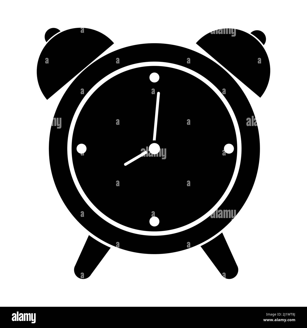 Alarm clock icon silhouette, vector illustration isolated on white