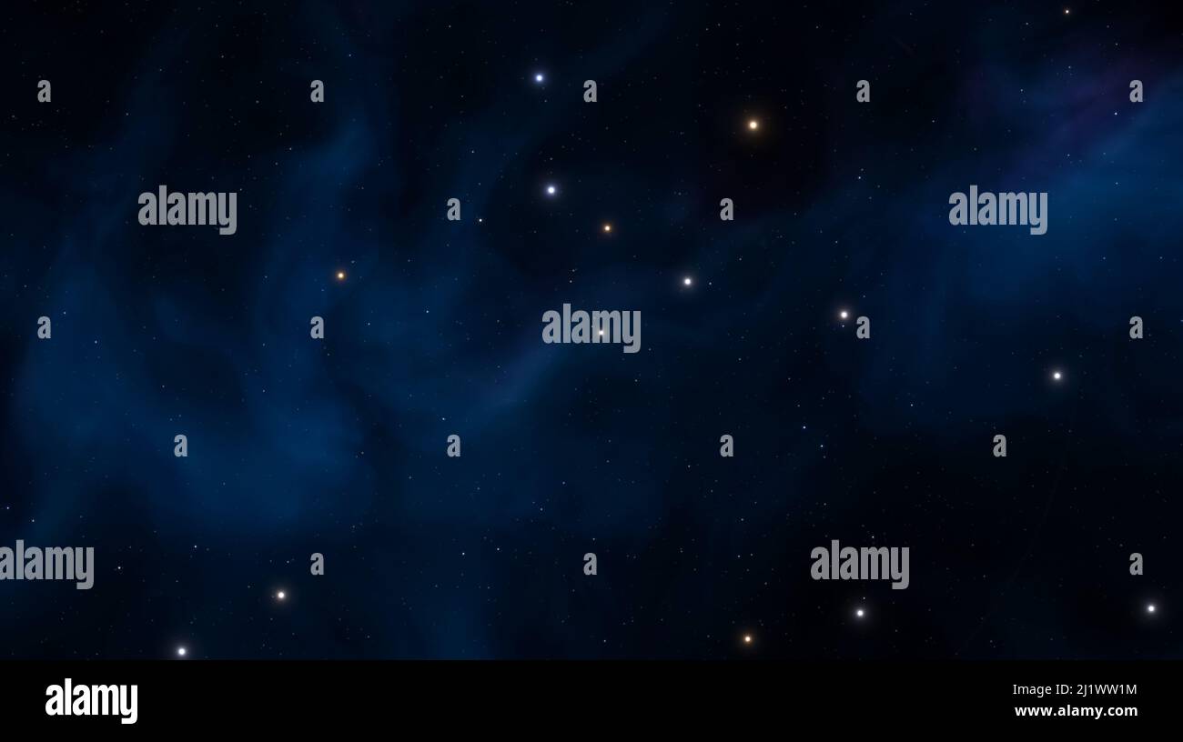 Blue cosmic nebula, clouds of dust and gas in space. Birth of new stars ...