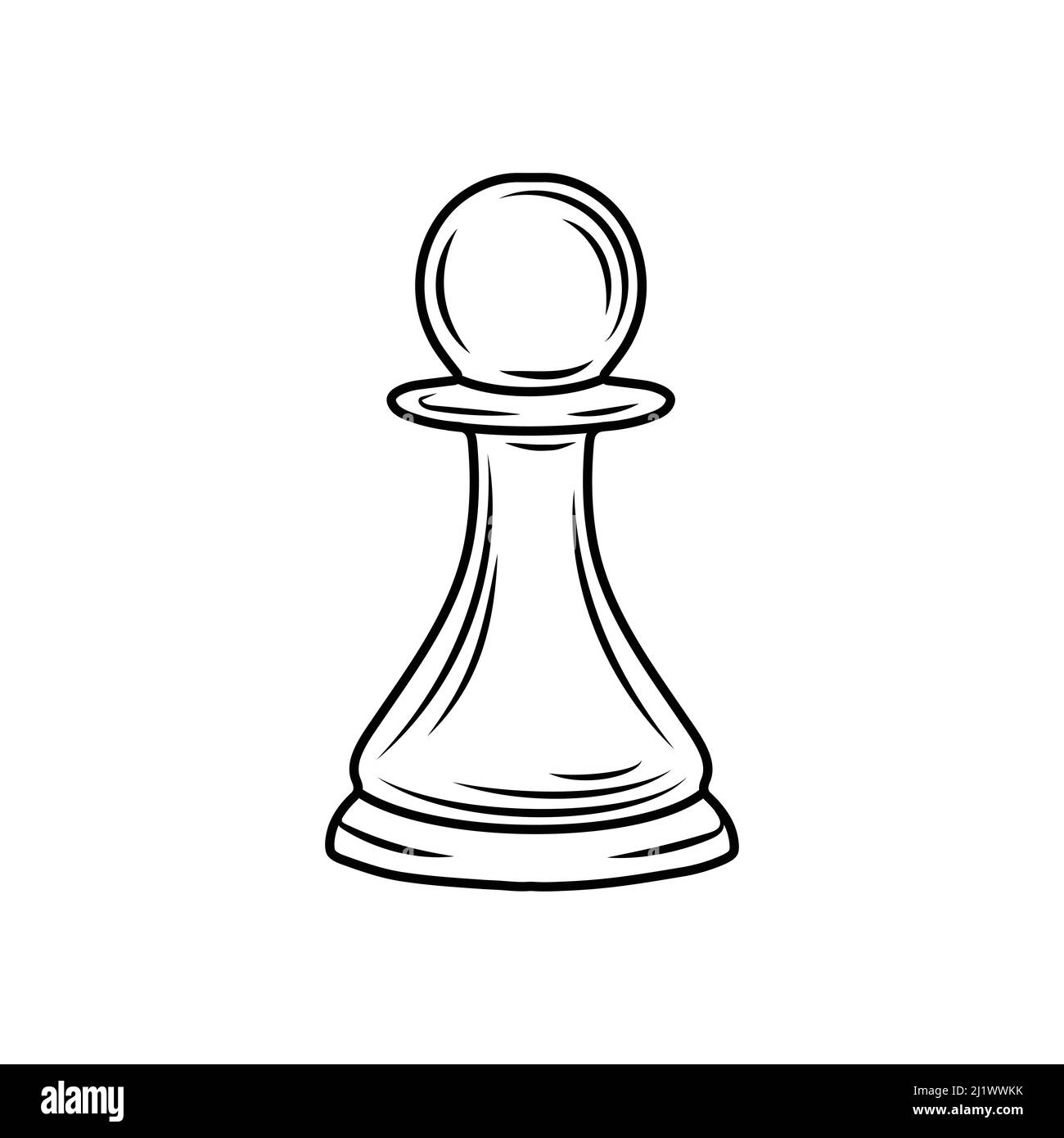 Hand Drawn Sketch Of Pawn Chess Piece On A White Background Chess Pieces Chess Pawn Chess