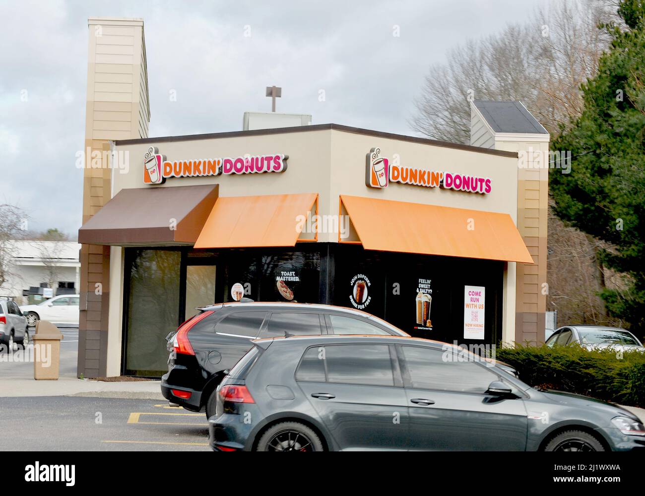 Dunkin Donuts-Dunkin is one of the largest coffee and baked goods chains in the world. Norwich, CT, United States Stock Photo