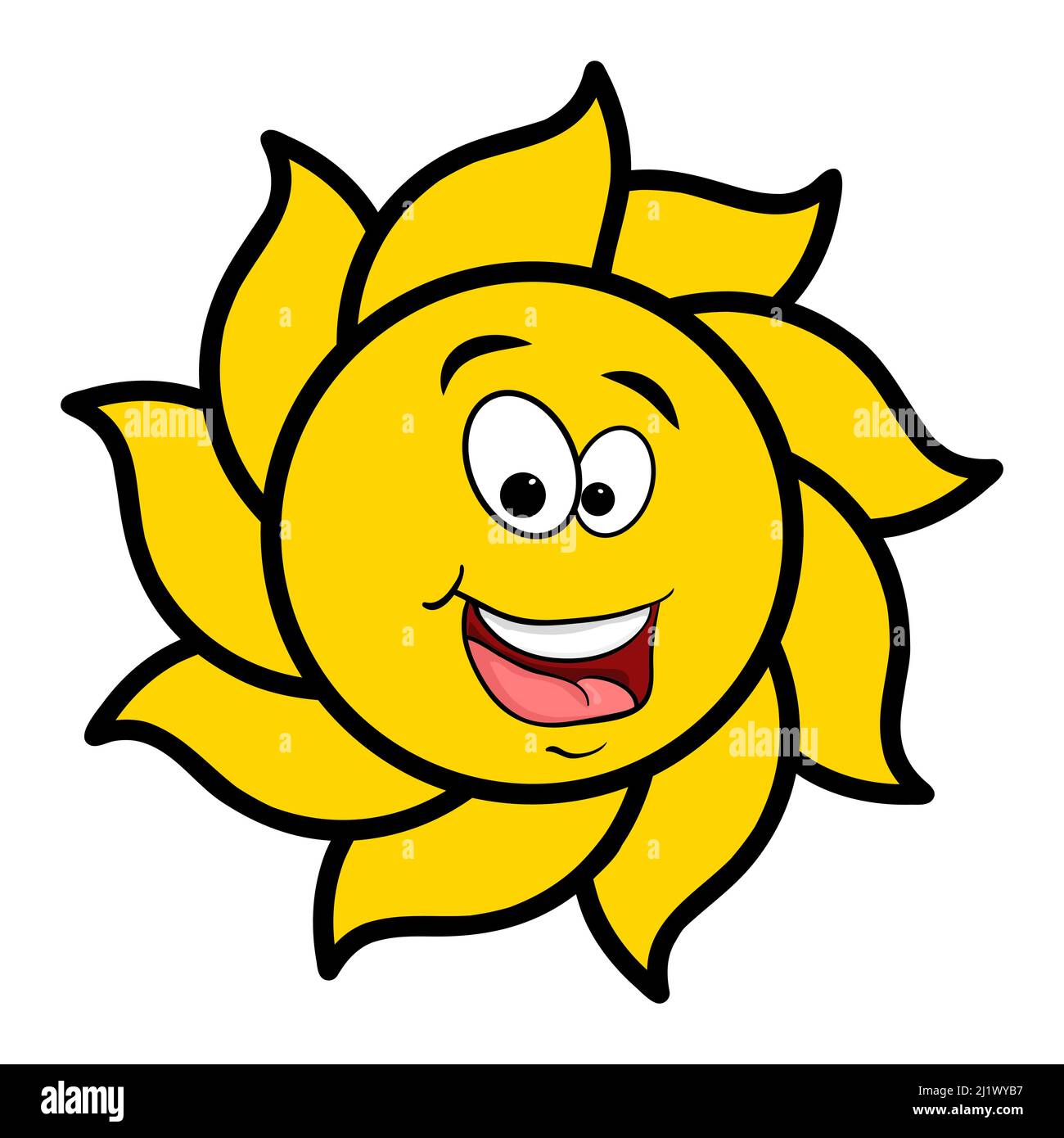 Sun character with eyes. Vector illustration isolated on white background. Stock Vector