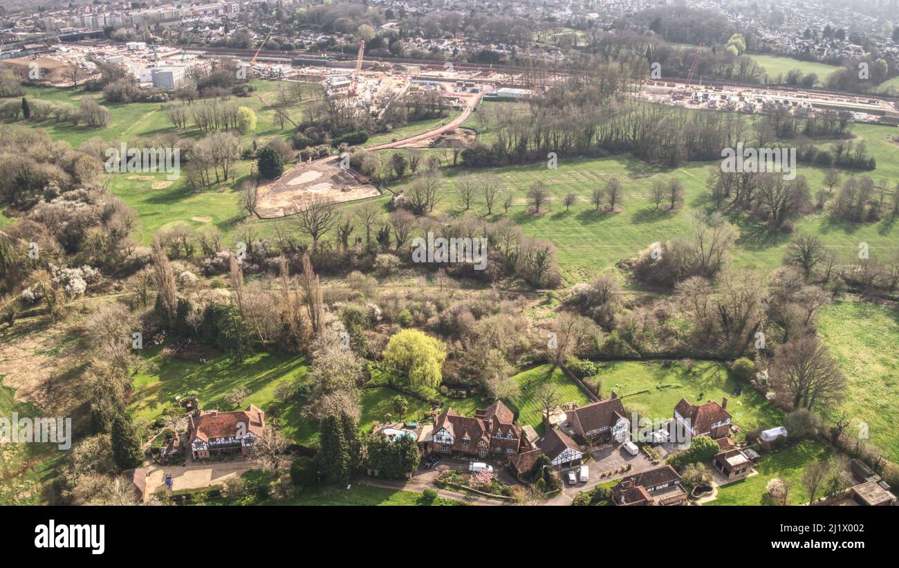 HS2 Construction Site at West Ruislip Aerial Photography Stock Photo