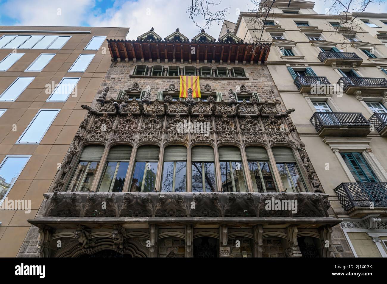 The Palau Baro de Quadras in Barcelona, Spain. A small Modernista palace by architect Puig i Cadafalch. Offices of the Institut Ramon Llull Stock Photo