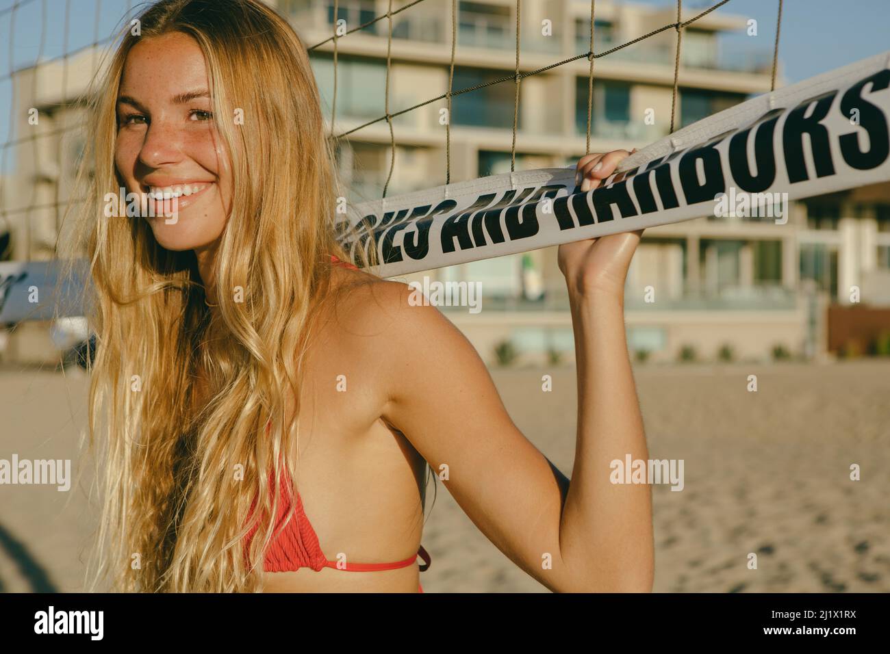 Blond California girl in Los Angeles. Film look. Stock Photo