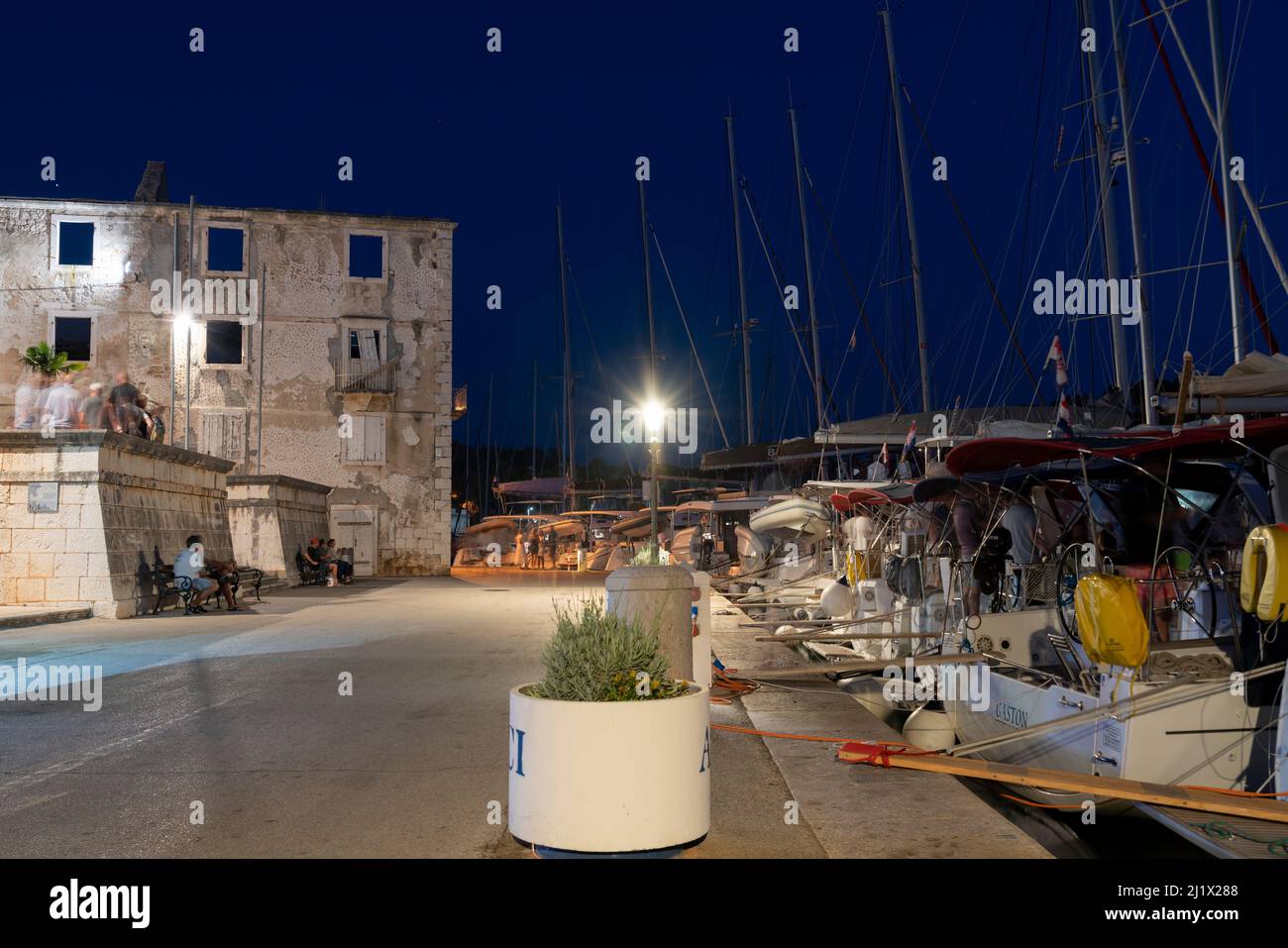 town Milna in night walk, harbour and the historic part of the city  (CTK Photo/Ondrej Zaruba) Stock Photo