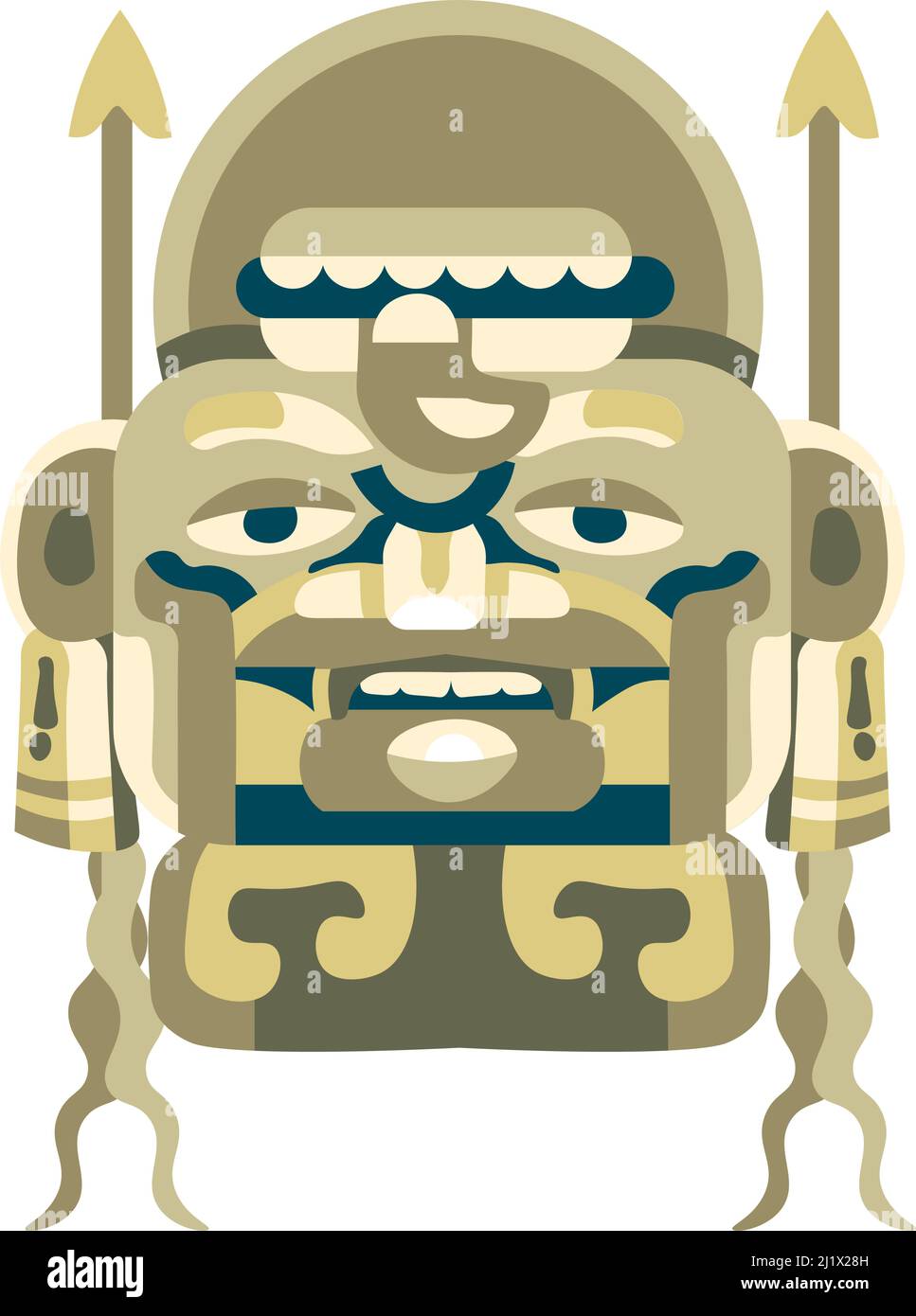 Maya or aztec mask, statue or monument idol totem Stock Vector
