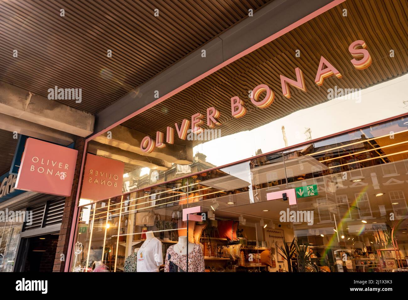 London Oliver Bonas store signage. A British fashion and gift shop