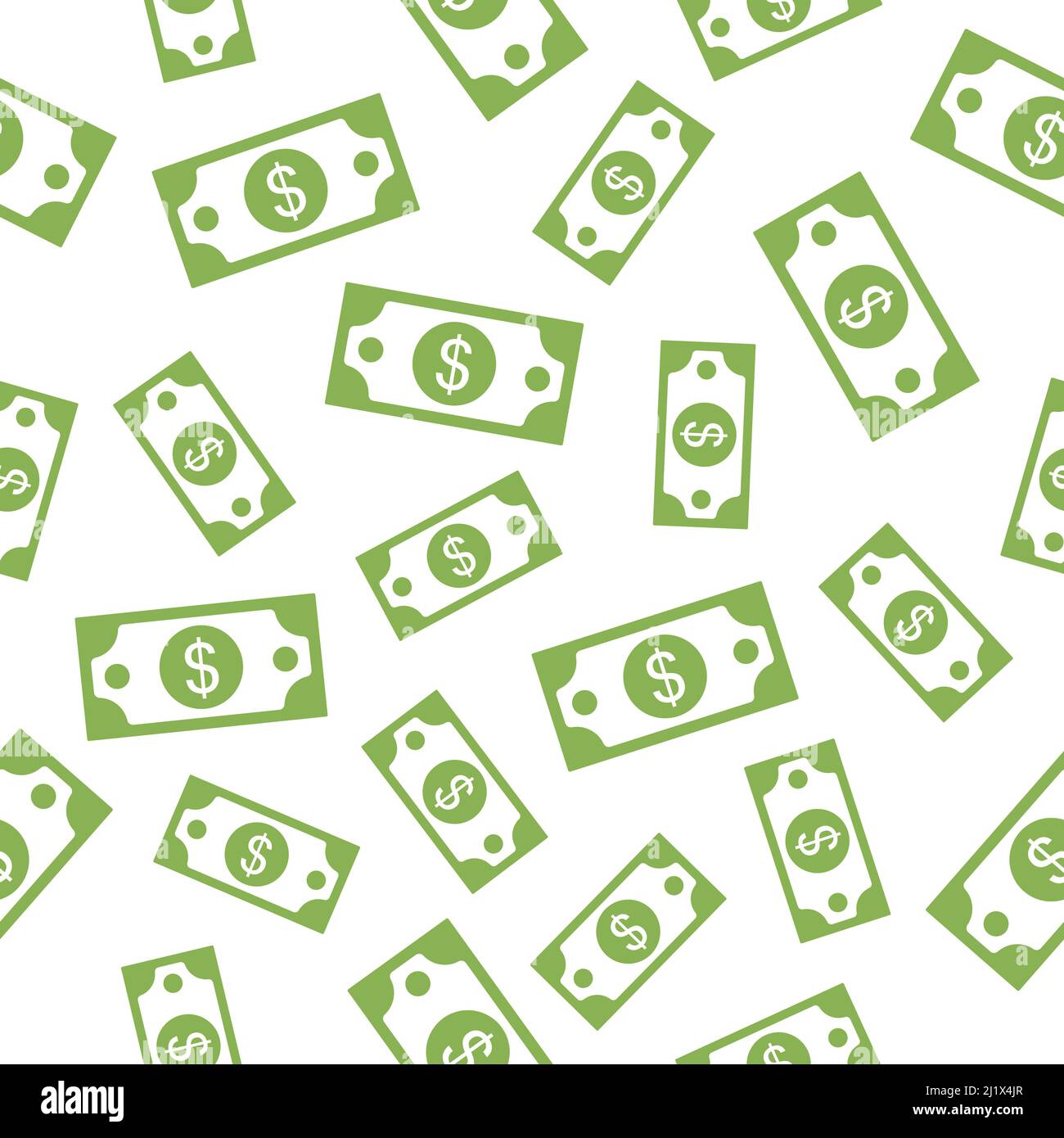 Seamless paper money pattern with flying dollar currency. Stock Vector
