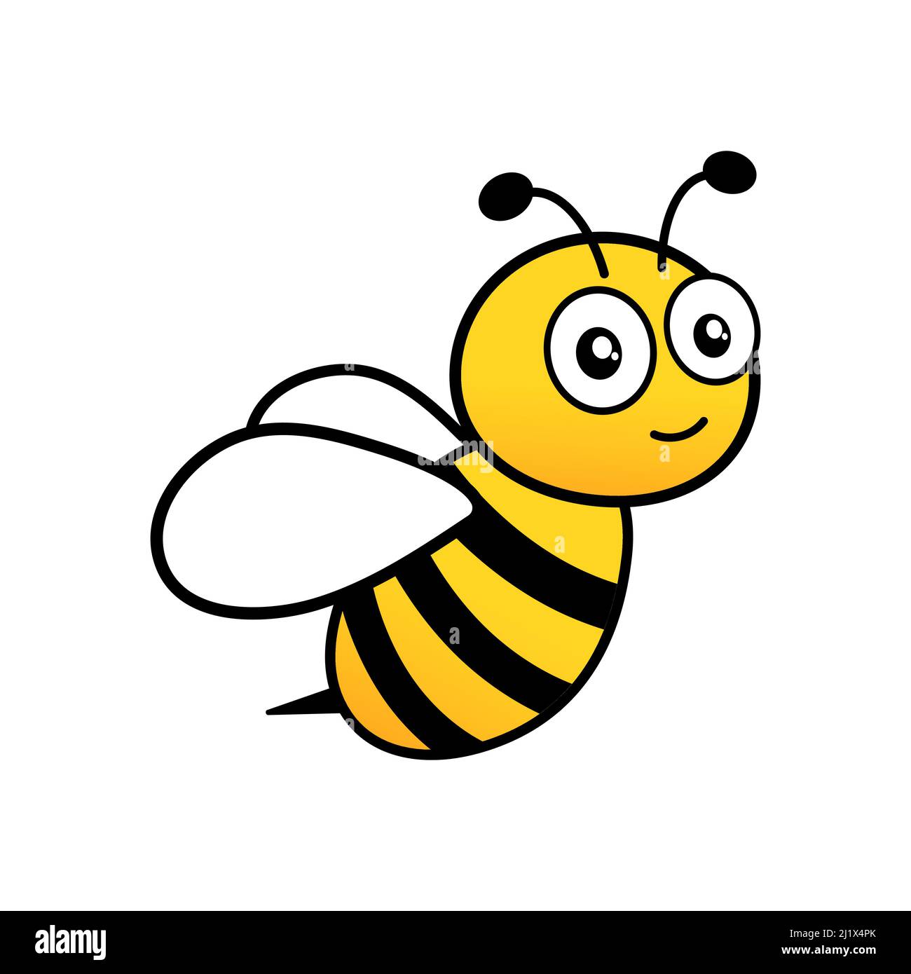 Cute bee with facial emotion. Bumblebee character. Vector illustration isolated on white Stock Vector