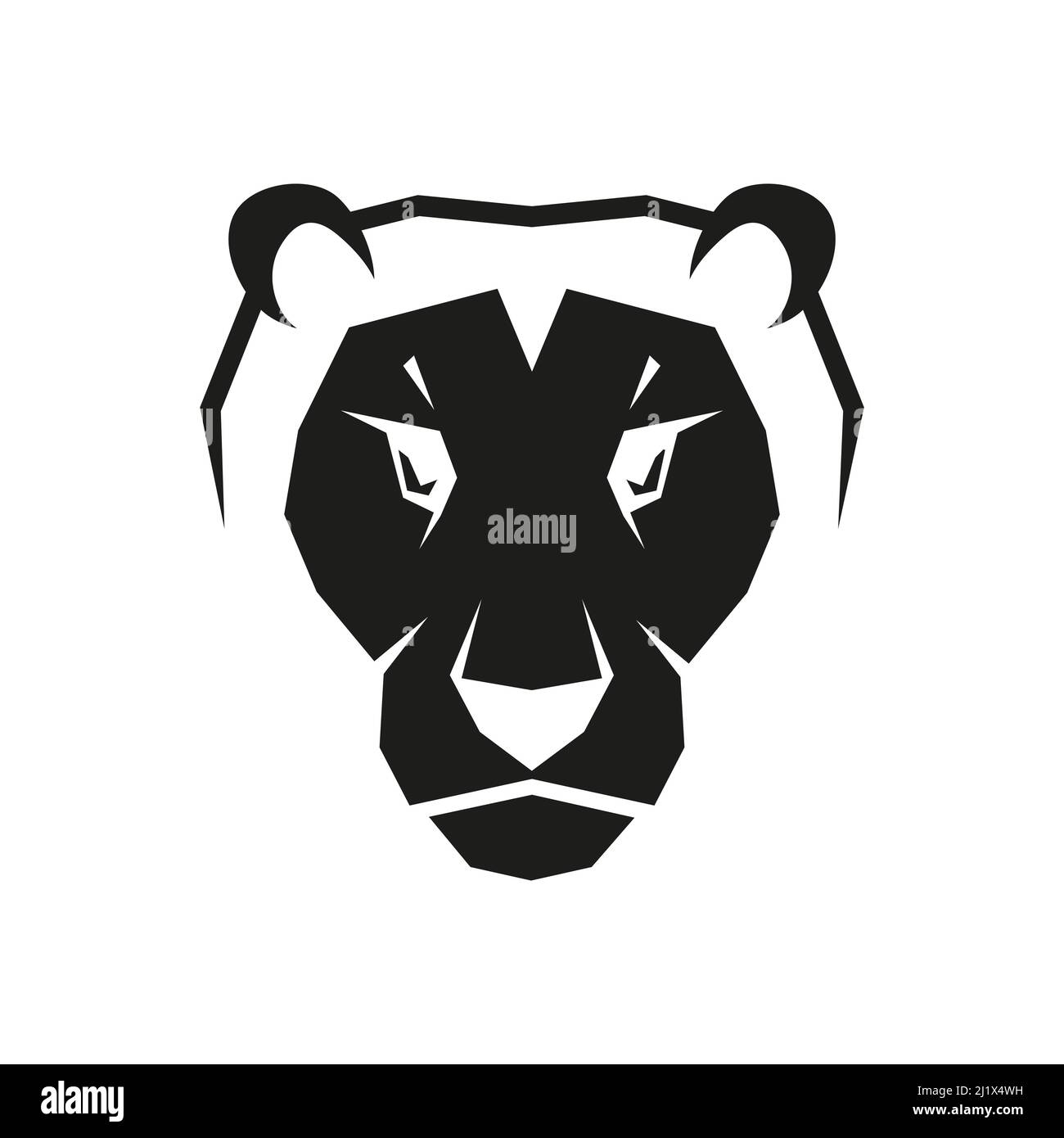 Lion head silhouette. Wild animal black shape. Vector isolated on white Stock Vector
