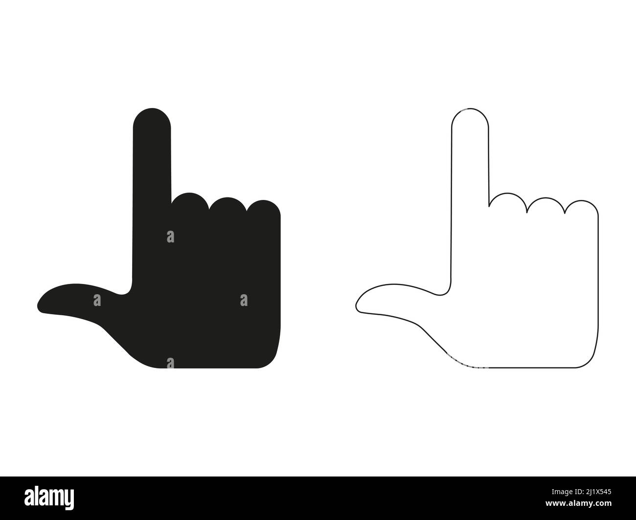 Finger pointer symbol. Hand line icon. Black arm gesture silhouette. Stock Vector