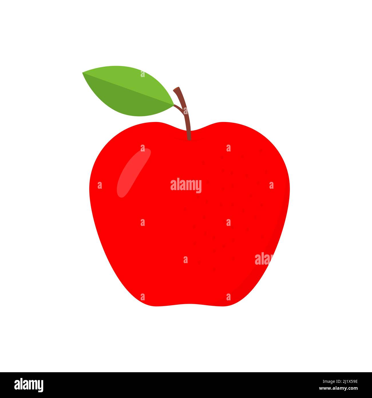 Red apple. Sweet cute flat fruit. Vector isolated on white. Stock Vector