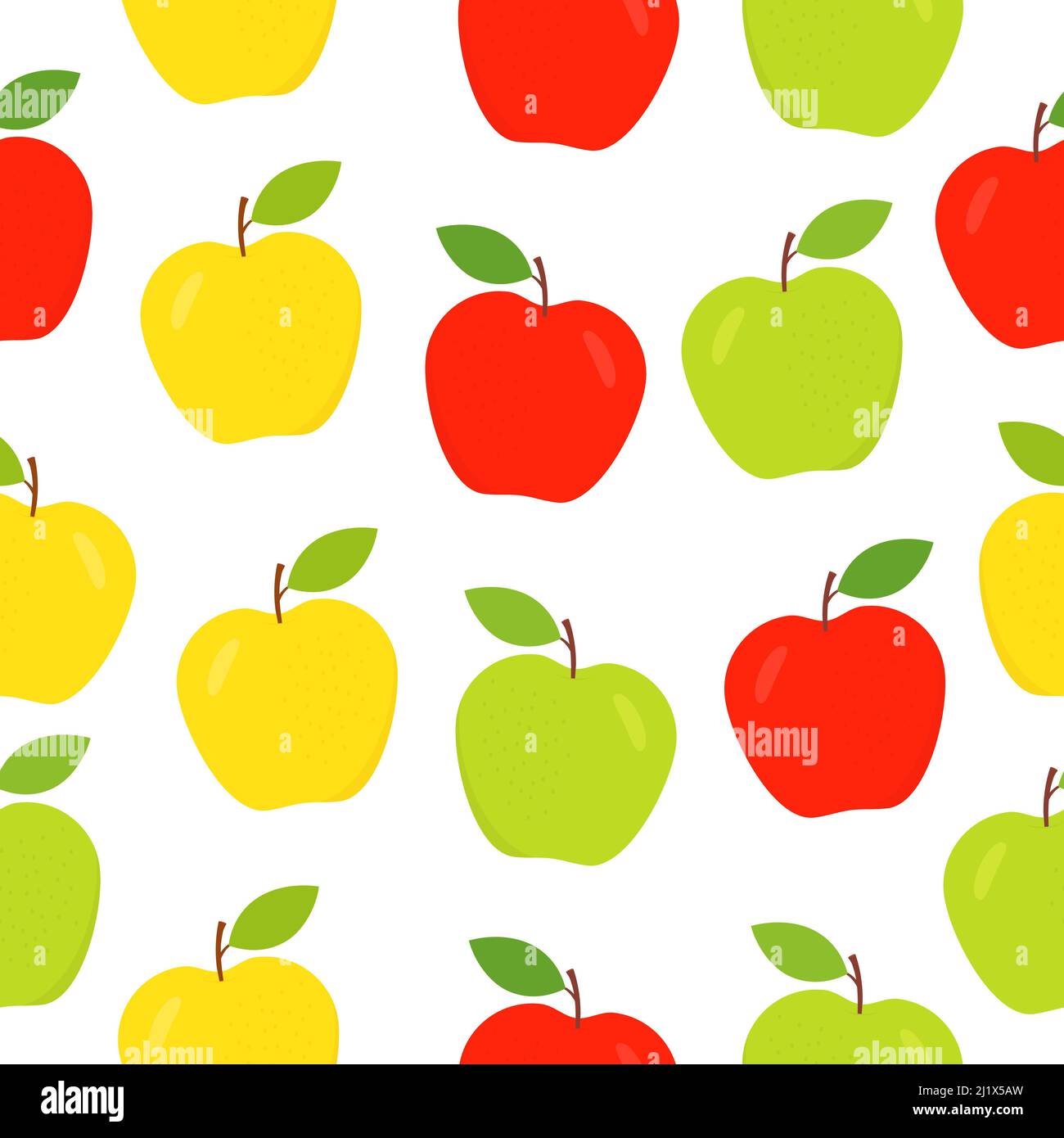 Seamless apple pattern. Sliced green apples white background. Sweet cute fruits texture. Vector illustration Stock Vector