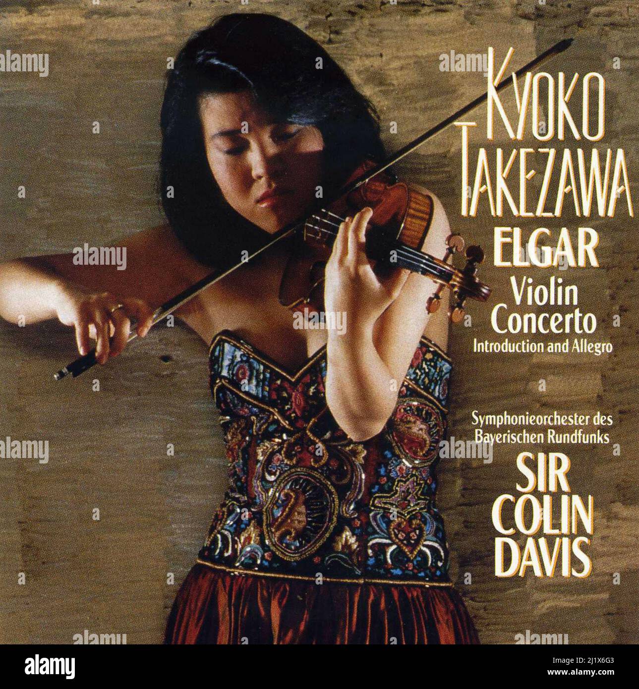 CD album cover. 'Violin Concero and Introduction and Allegro'. Edward Elgar. Kyoko Takezawa. Sir Colin Davis. Stock Photo