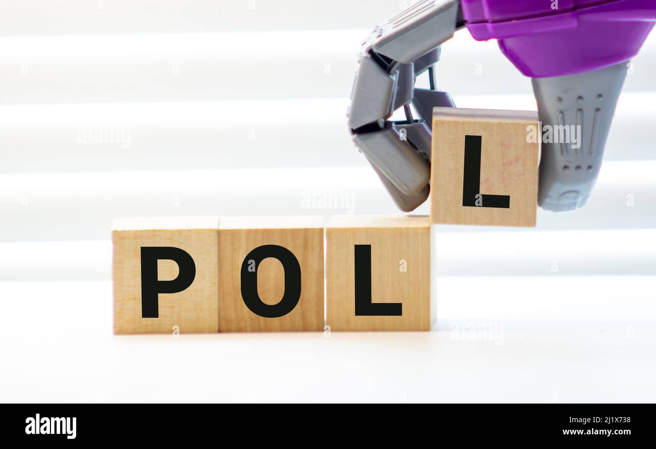 Letter block in word poll on wood background Stock Photo - Alamy