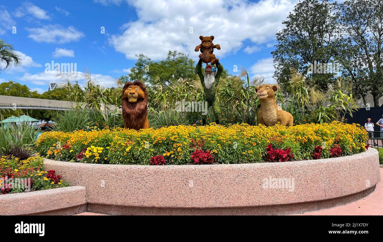 Orlando, FL USA-  April 27, 2021: The Flower and Garden Festival flowers at EPCOT  in Walt Disney World in Orlando, Florida. Stock Photo