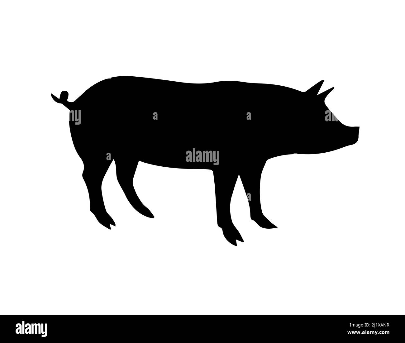 Vector black pig silhouette isolated on white background Stock Vector