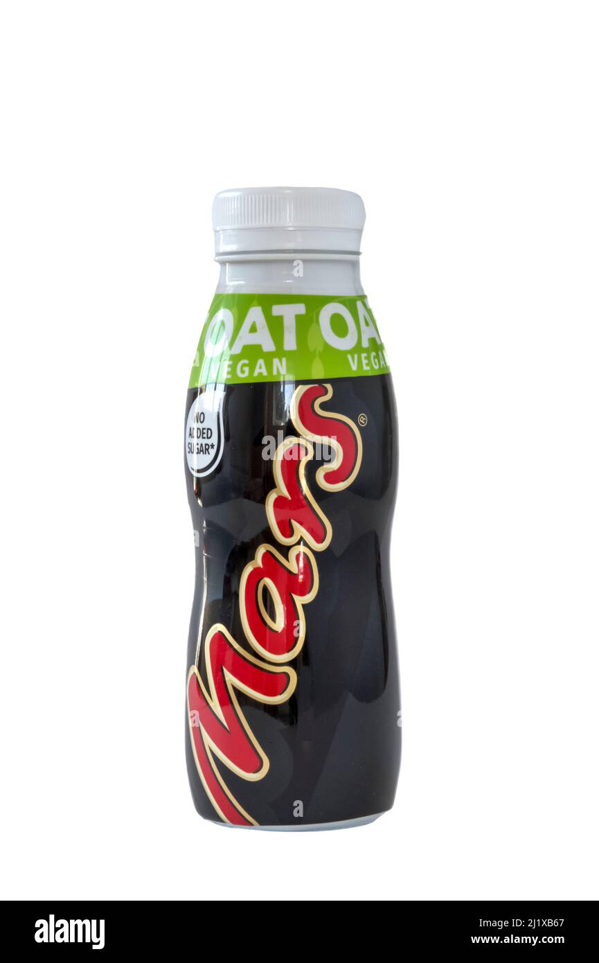 A bottle of Mars Milk drink made with vegan oat milk. Stock Photo