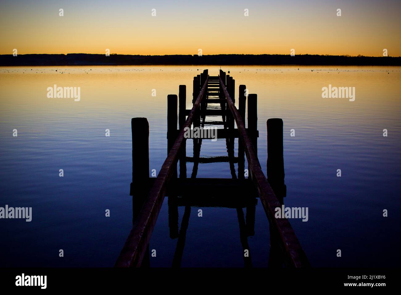 rack in yellow and blue sunset Stock Photo