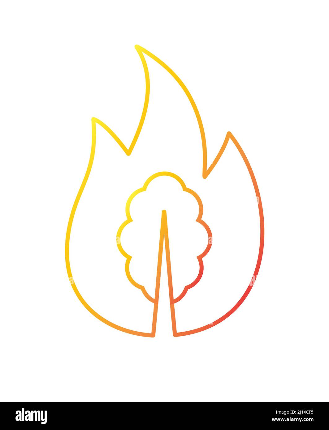 Vector orange gradient outline forest fire icon isolated on white ...