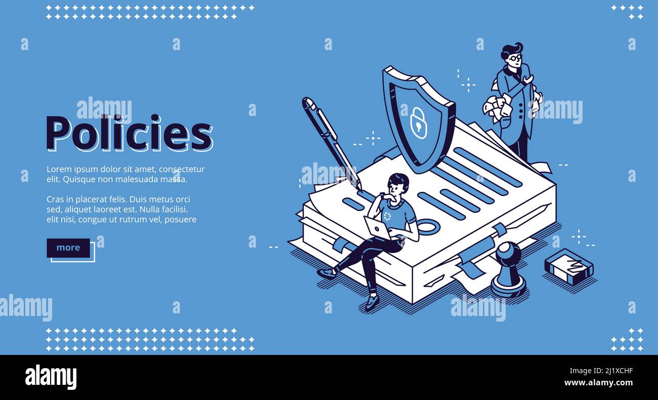 Policies banner. Business documents for law compliance, legal