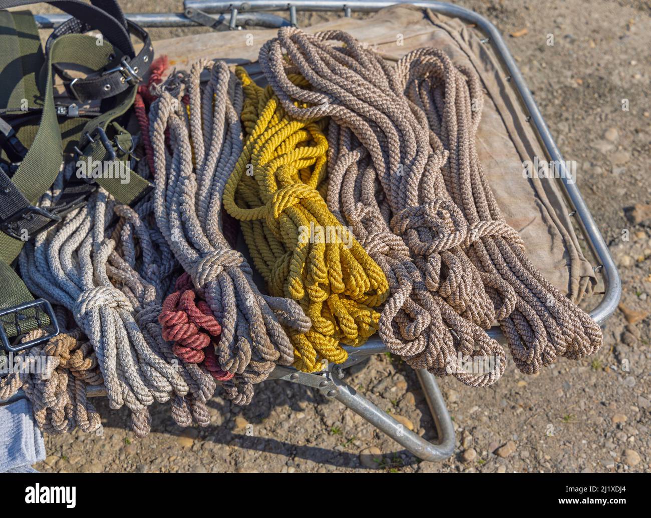 Thick Ropes Yarns Fibers Cords Camping Equipment Stock Photo