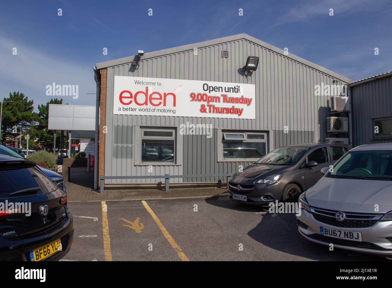 EXETER, DEVON, UK SEPTEMBER 21, 2021 Eden Vauxhall car dealer, marsh