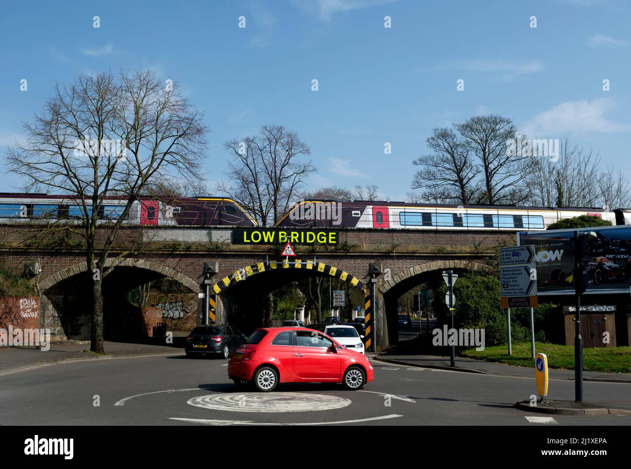 An Arriva CrossCountry Voyager train crossing the Warwick New Road