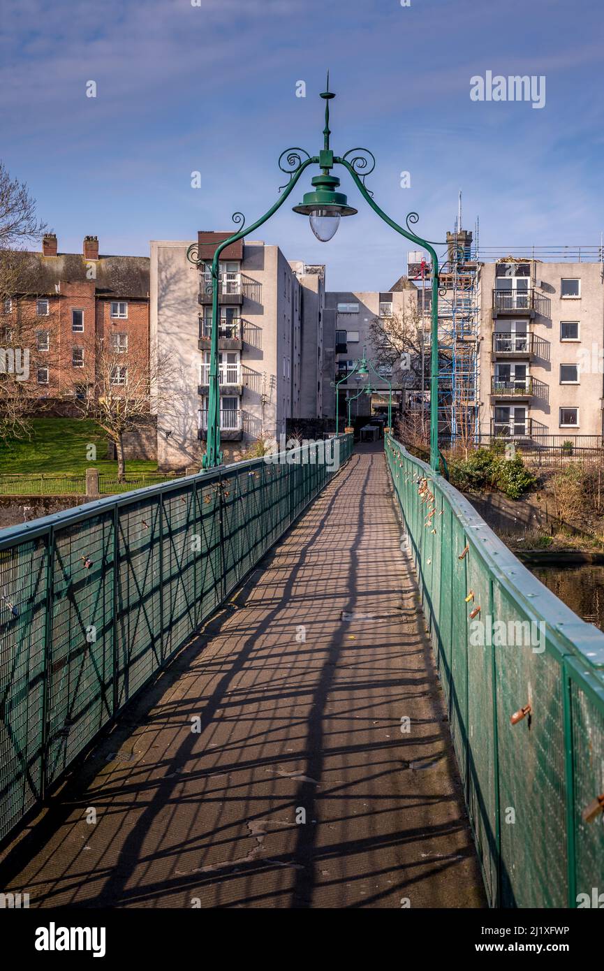 Footbridge over the River Ayr in the Scottish town of Ayr Stock Photo