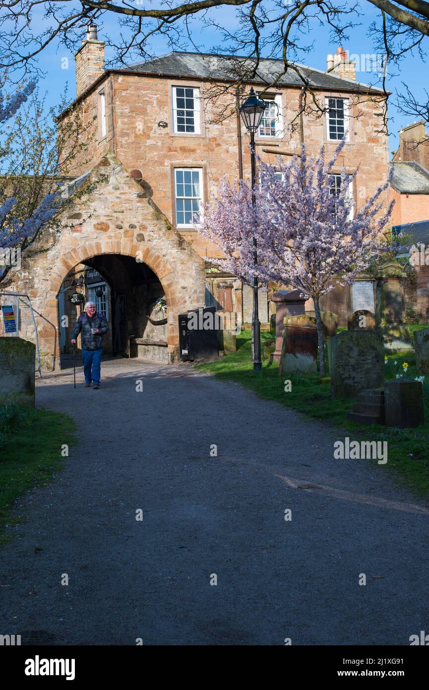 Spring morning in the Auld Kirk church yard in the Scottish town of Ayr Stock Photo