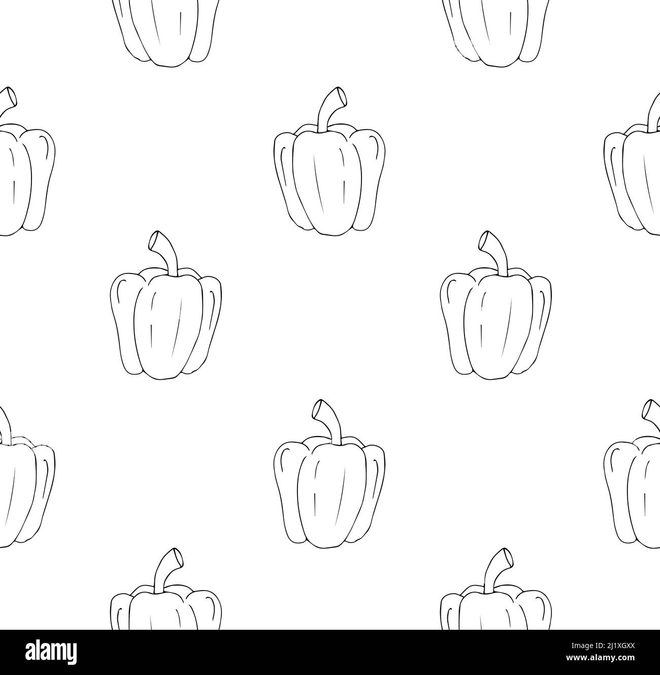 Vector seamless pattern of hand drawn sketch bell pepper isolated on ...