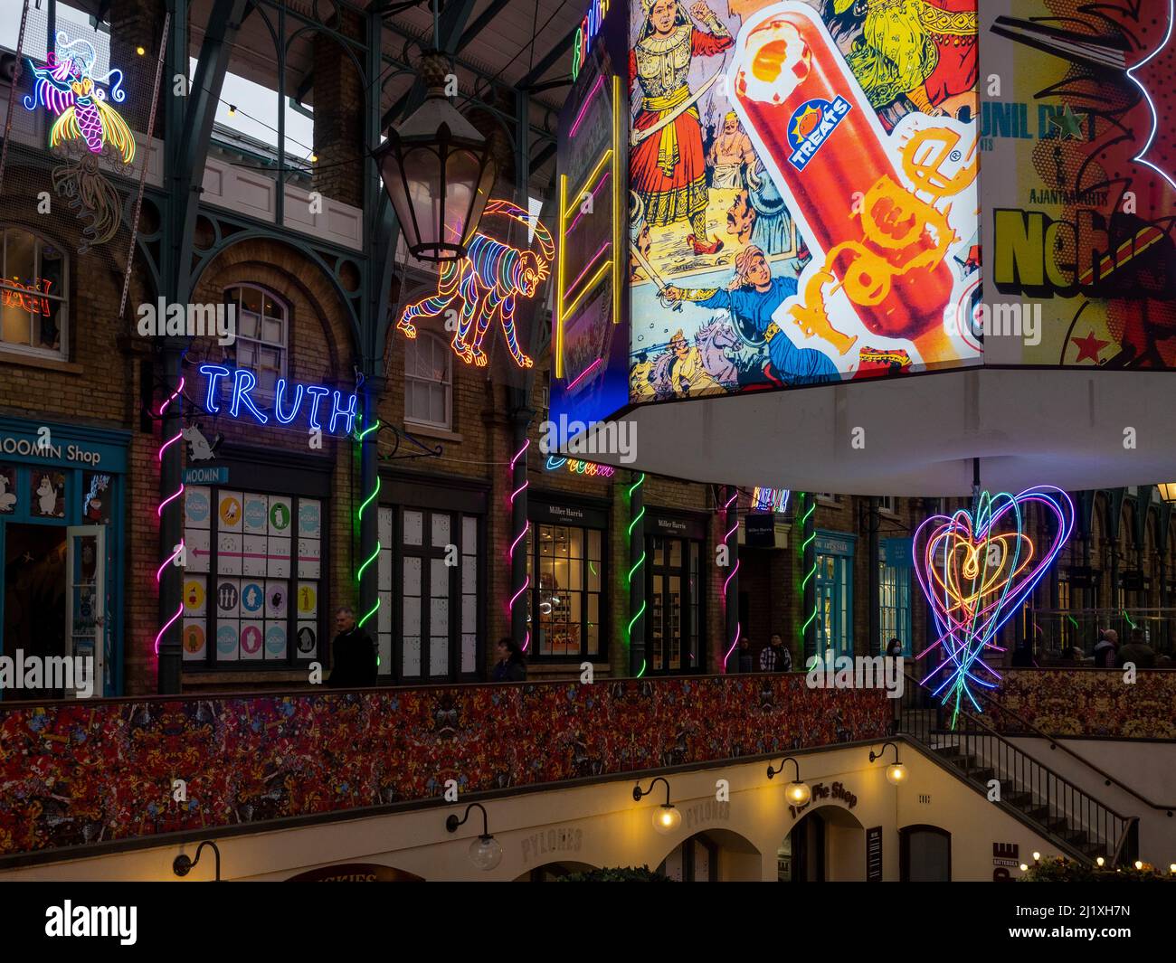 Illuminated octagonal centrepiece, part of a neon light art