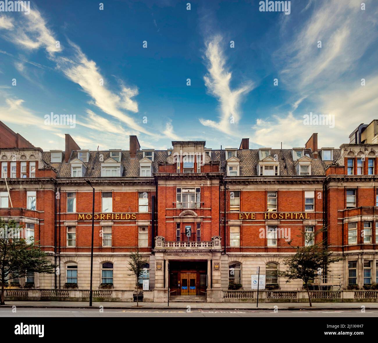 External building façade of Moorfields Eye Hospital in City Road, London. Stock Photo