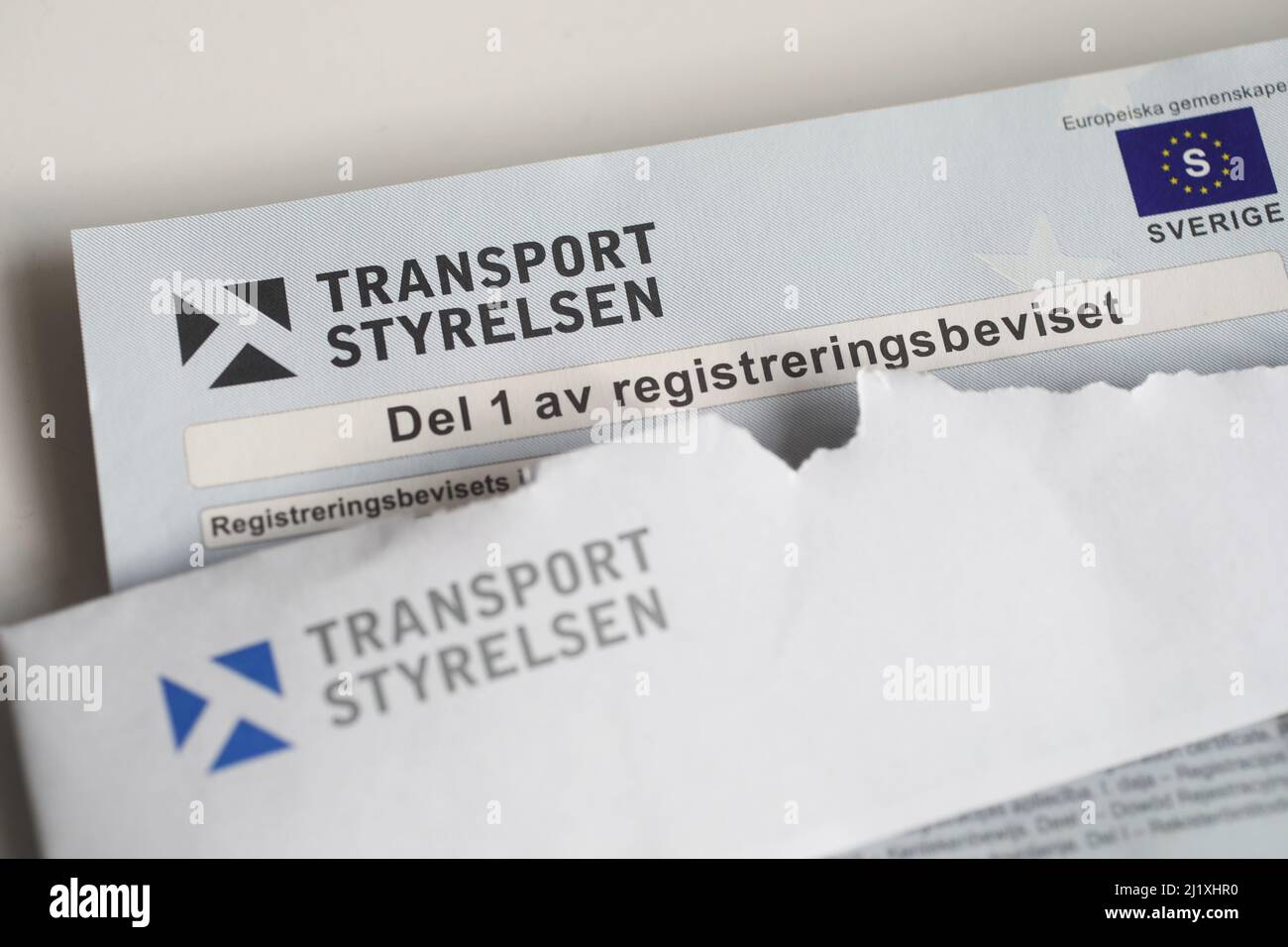 Registration certificate, for a car, from the Swedish Transport Agency