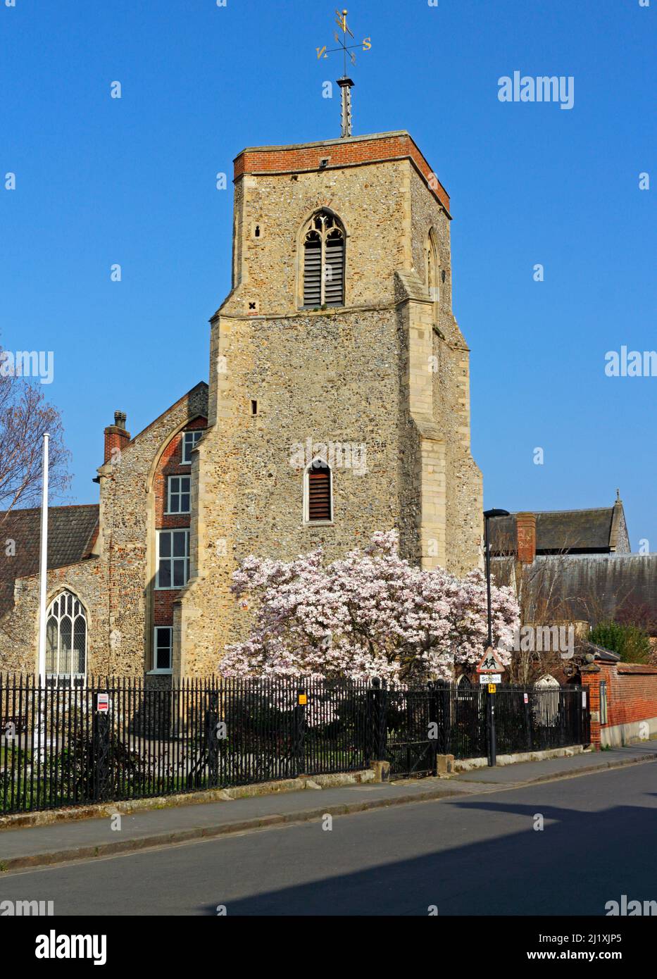 A view of the Perpendicular tower of the Church of St Helen in